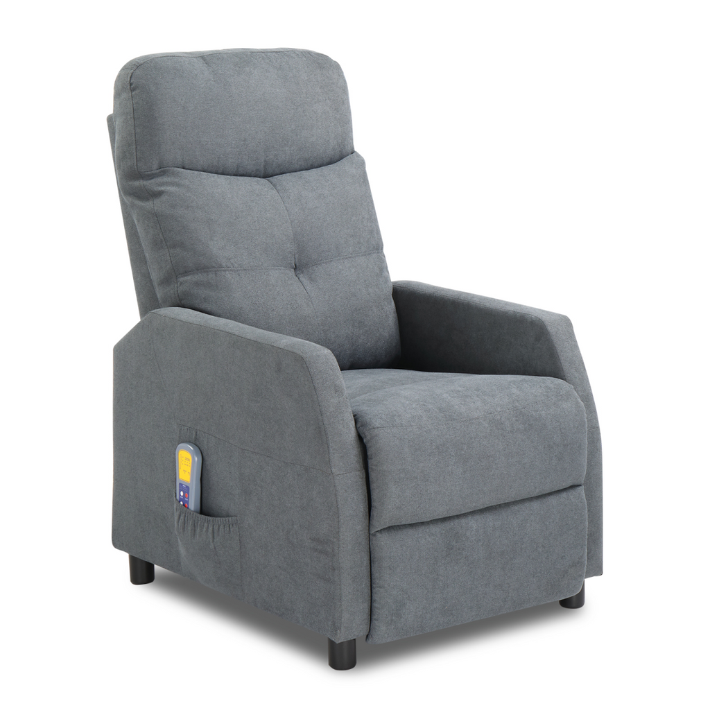 Fabric With 6-Point Massage Heating Function Recliner Light Gray