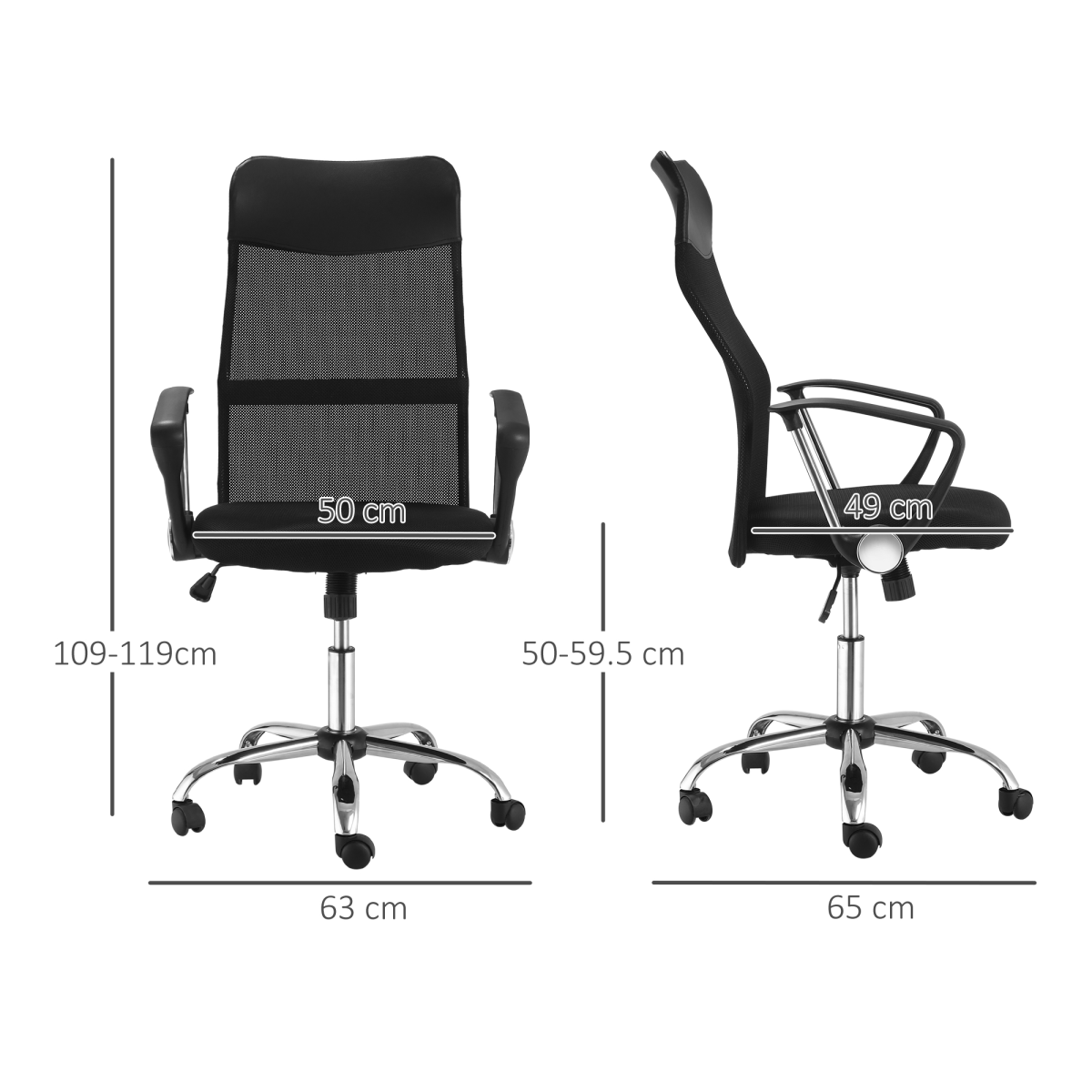 Executive Office Chair High Back Mesh Chair Seat Office Desk Chairs, Black