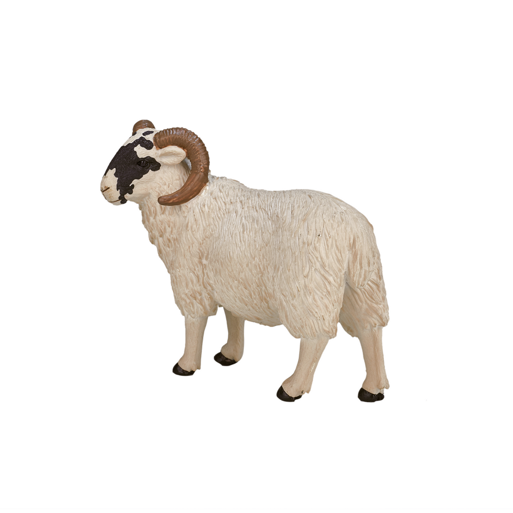 Black-Faced Sheep Ram Toy  Realistic Farm Animal Figurine