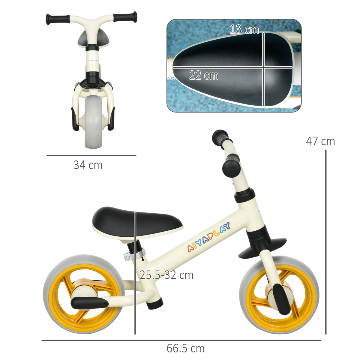 8" Baby Balance Bike with Adjustable Seat, Puncture-Free EVA Wheels - Orange