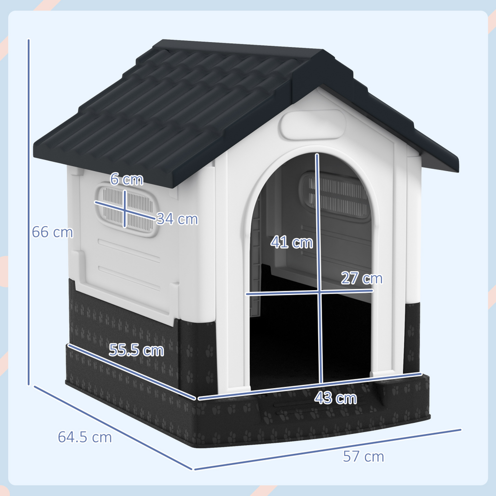 PawHut Dog Kennel for Outside, for XS Dogs, 64.5 x 57 x 66cm, Grey