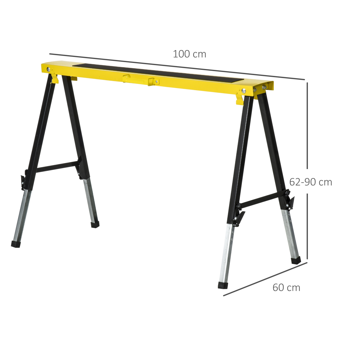 Set of 2 Folding Saw Horses Steel Frame Anti-Slip Platform Handle DIY Durhand