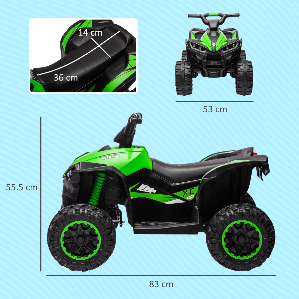 HOMCOM 12V Electric Quad Bikes for Kids Ride On Car ATV Toy for 3-5 Years Green