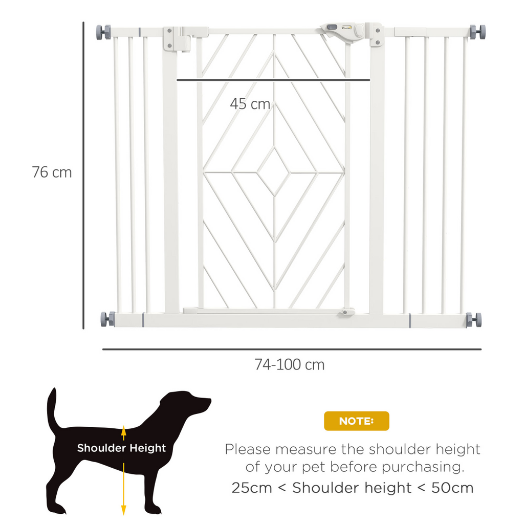Pressure Fit Safety Gate with Auto Closing Door, Double Locking, 74-100cm Openings