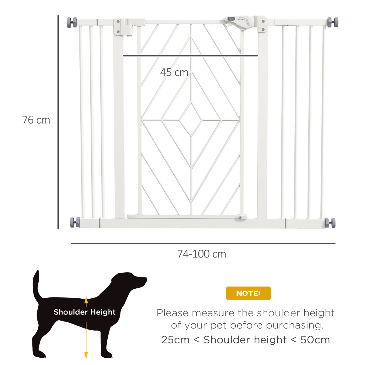 Pressure Fit Safety Gate with Auto Closing Door, Double Locking, 74-100cm Openings