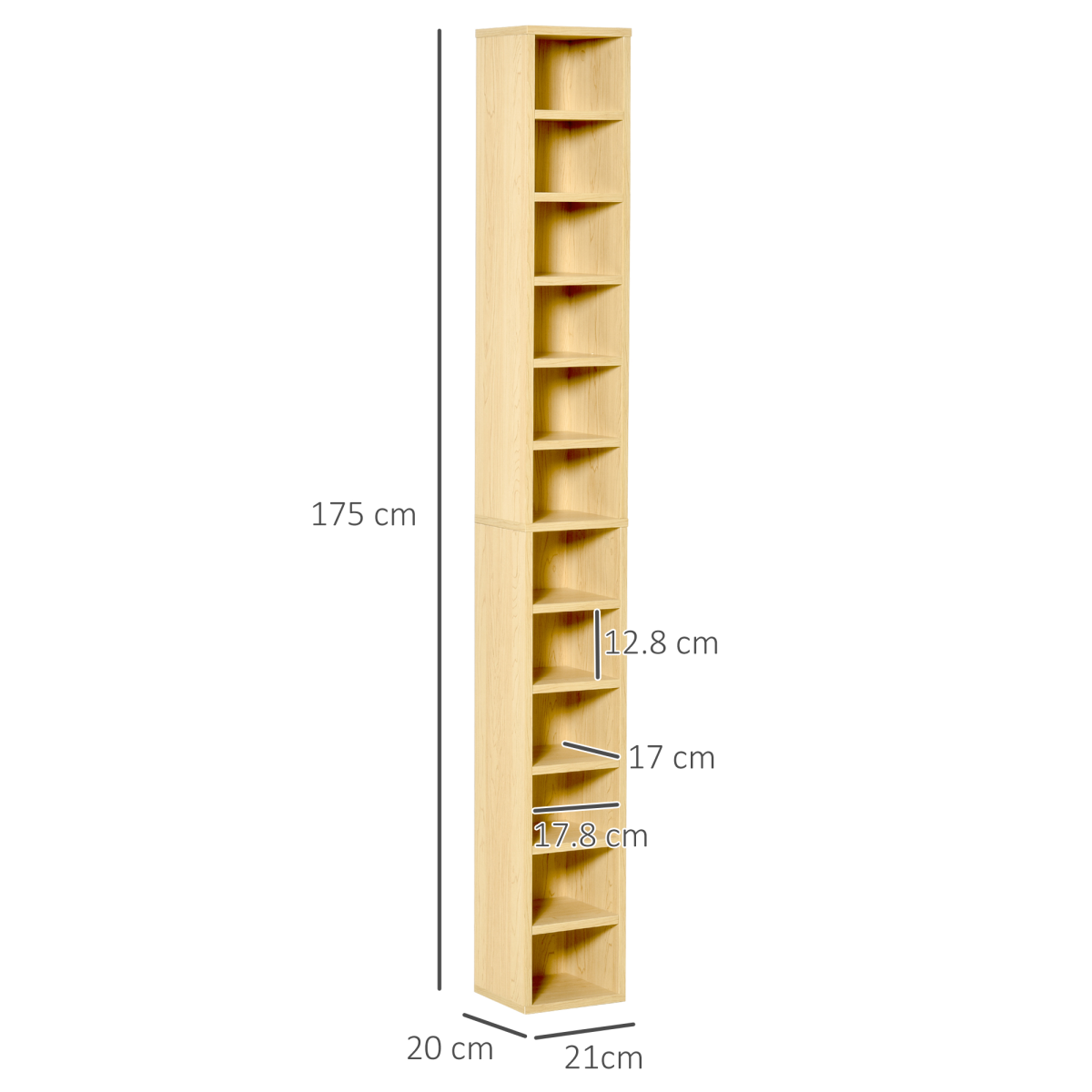 21L 75H cm Multimedia Shelf-Pine Wood Colour