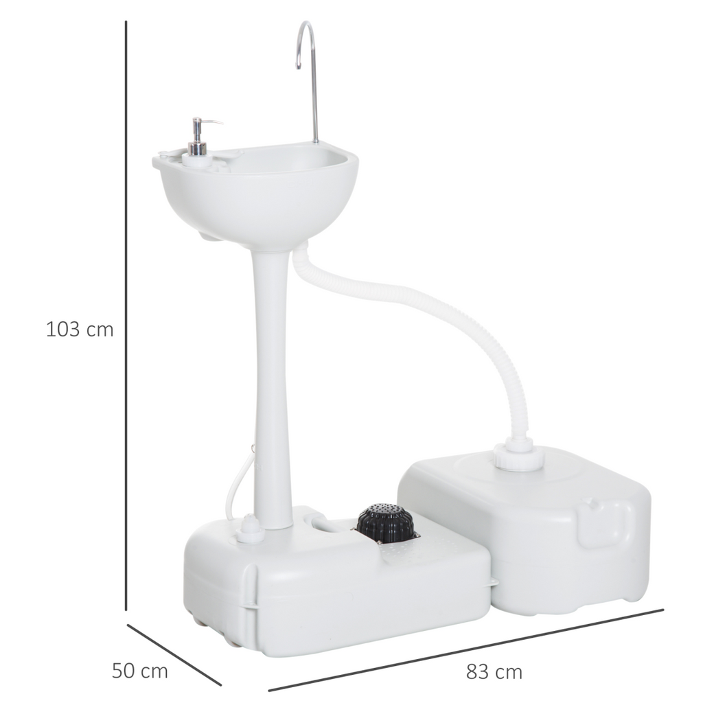 24L Portable Portable Hand wash Sink Hand Washing Basin Water Tank Outsunny
