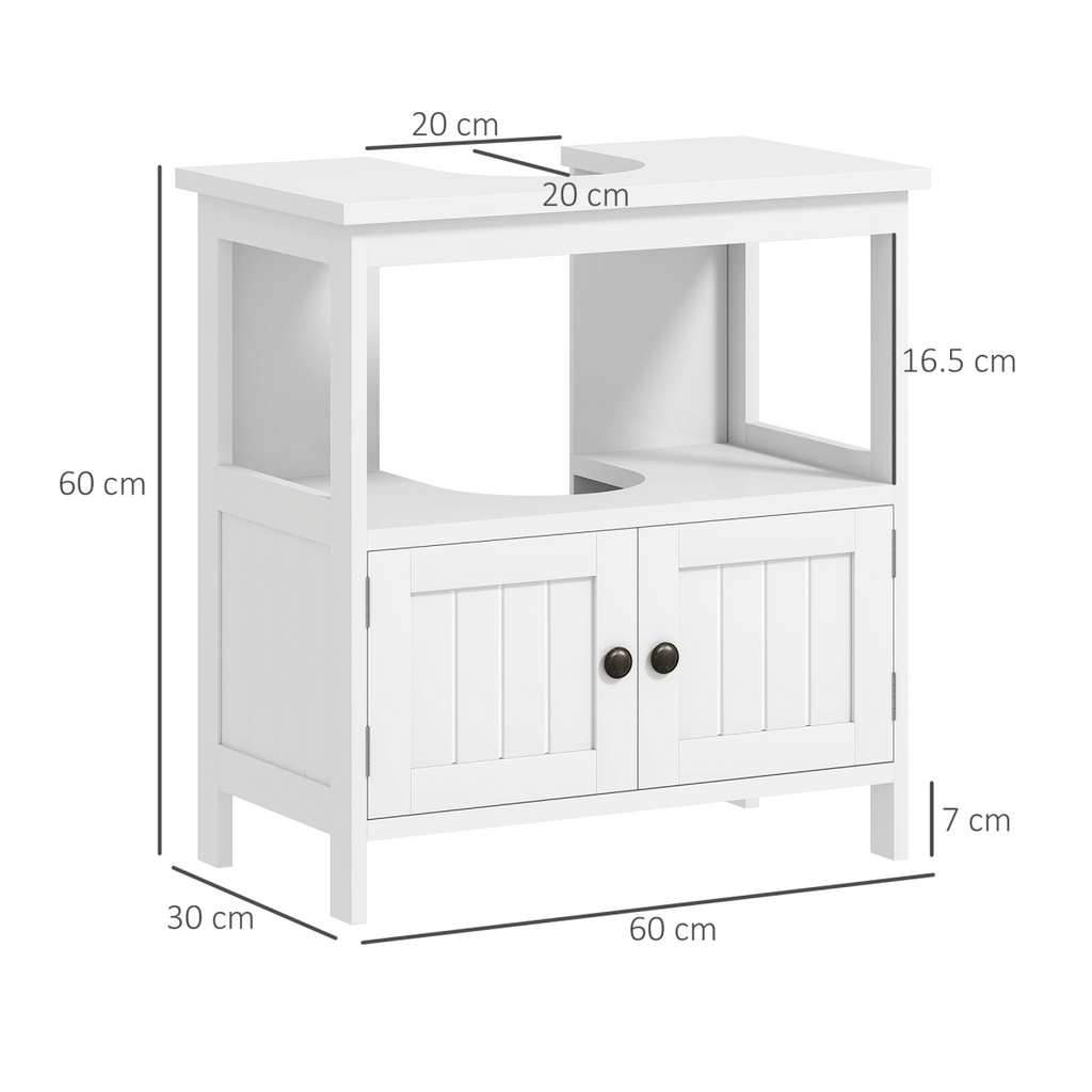 kleankin Bathroom Pedestal Under Sink Cabinet  Storage Shelves, Door, White