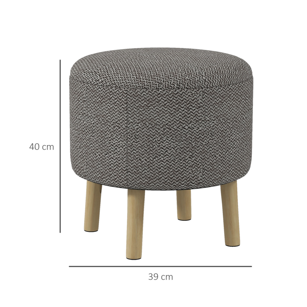 HOMCOM Storage Ottoman, Round Stool Chair with Cushioned Top, Hidden Space