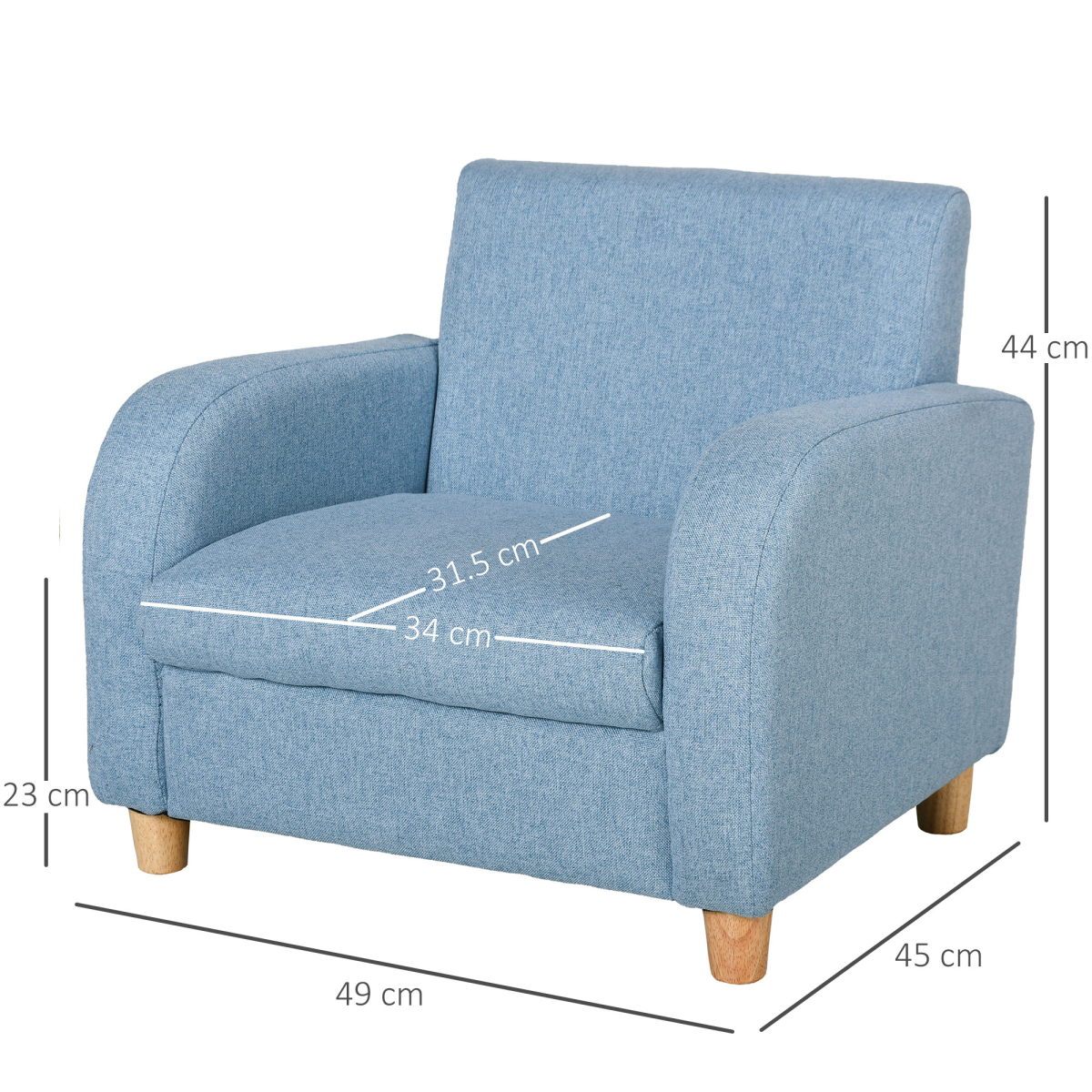 Child Armchair Wood Frame with Cushion Padding Seat Low-Rise Bedroom