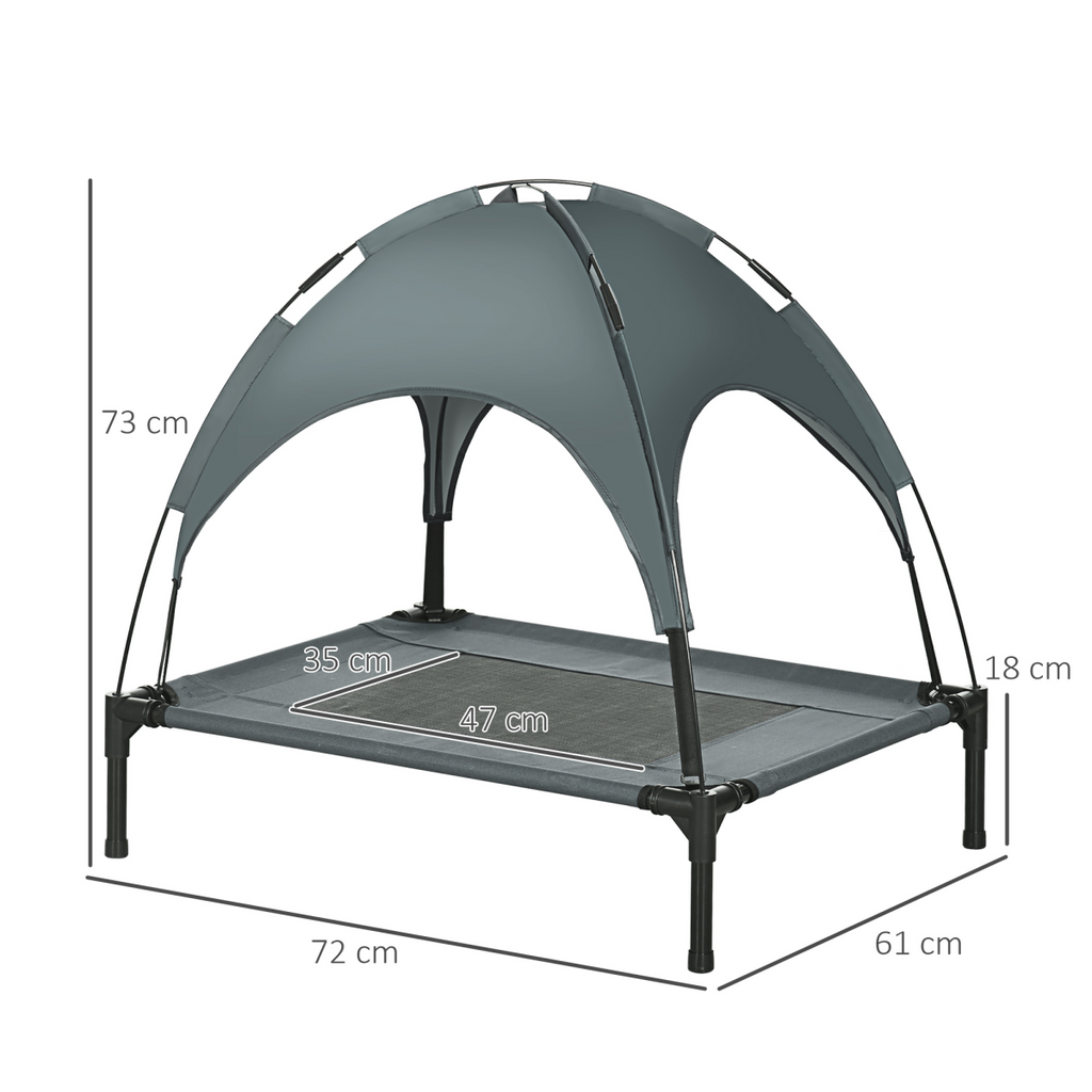 76 cm Elevated Dog Bed Cooling Raised Pet Cot UV Protection Canopy Grey Pawhut
