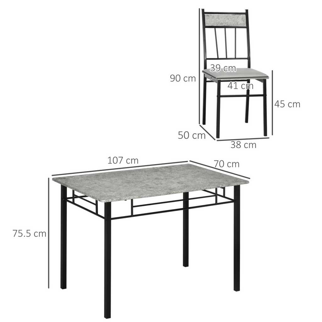 HOMCOM 5 Pieces Dining Room Sets, Kitchen Table and Chairs Set 4 with Marble Top