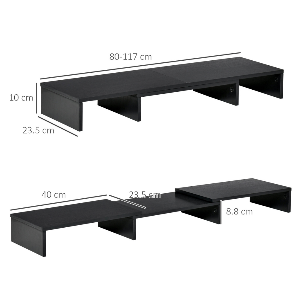 Monitor Stand Screen Riser w/ Adjustable Length for Two Laptop Max Vinsetto