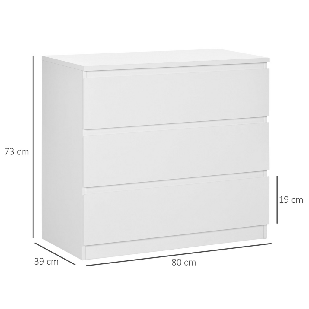 Chest of Drawers 3-Drawer Dresser Storage Organiser for Bedroom, White
