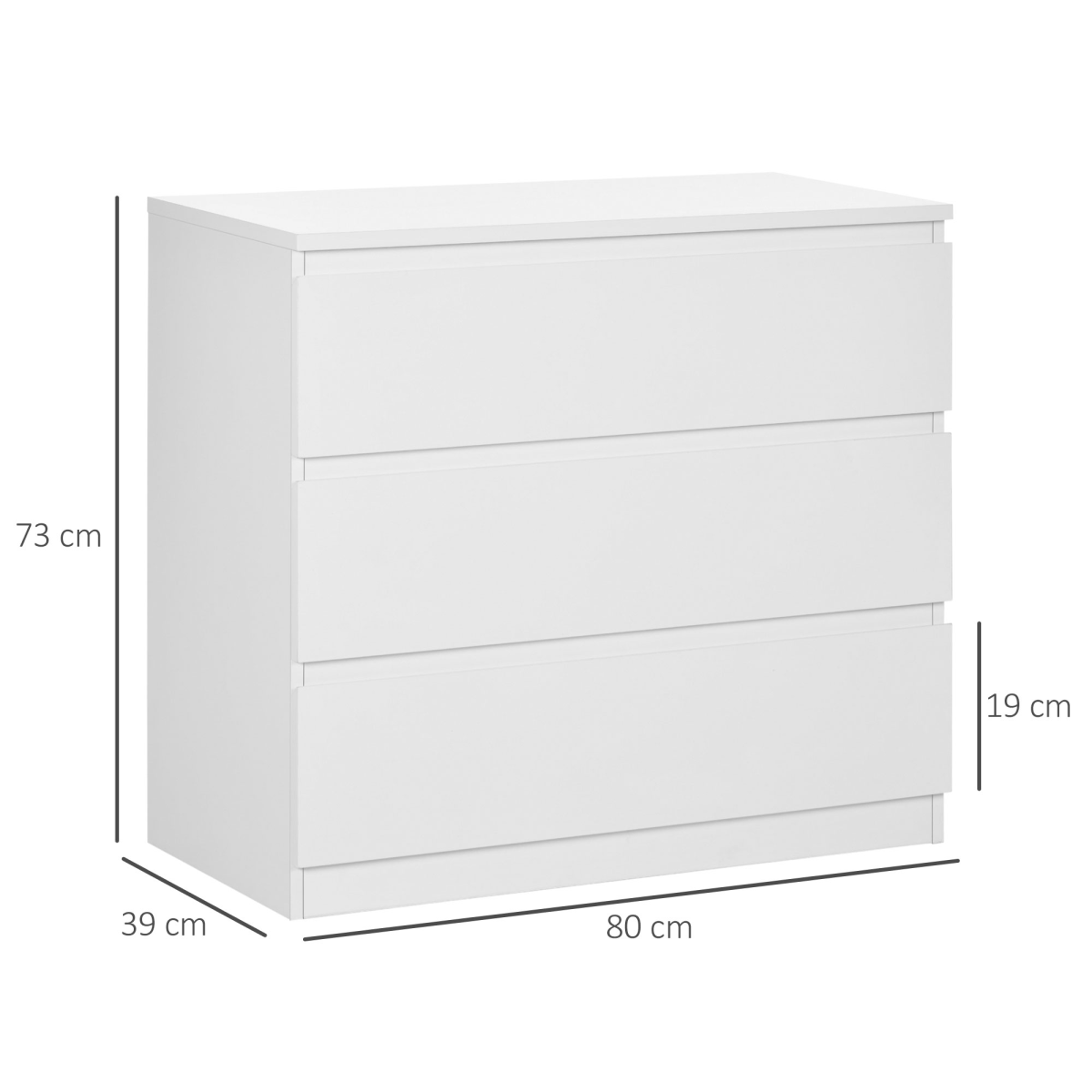 Chest of Drawers 3-Drawer Dresser Storage Organiser for Bedroom, White