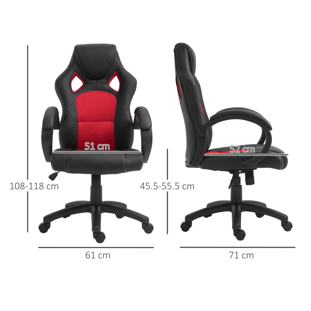 Executive Racing Swivel Gaming Office Chair PU Leather Computer Desk Chair Black