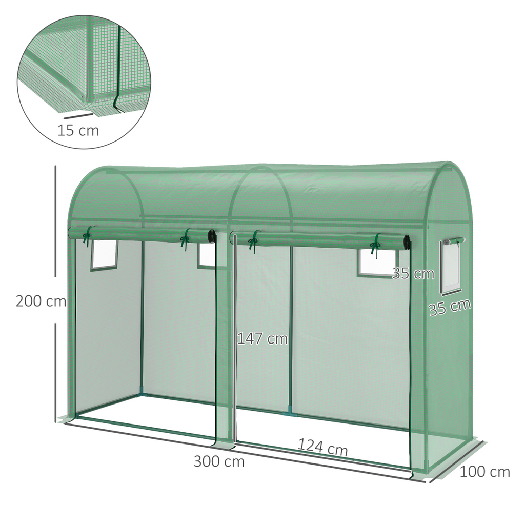 Plant Tomato Growth Greenhouse Double Doors & 4 Windows  3Lx1Wx2Hm