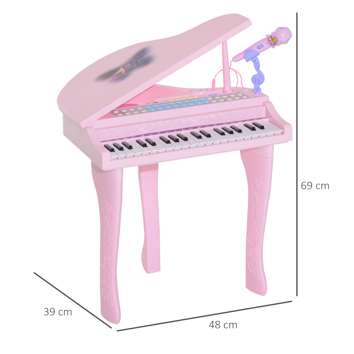37 Key Musical Mini Piano Electronic Keyboard Microphone Stool Pink