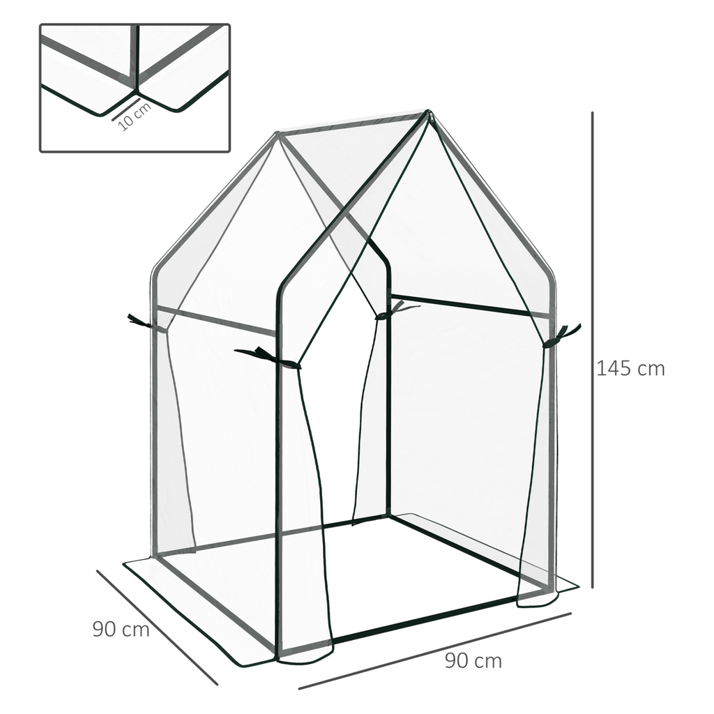 Outsunny Tomato Greenhouse with 2 Zipped Doors, Outdoor Green House, Clear