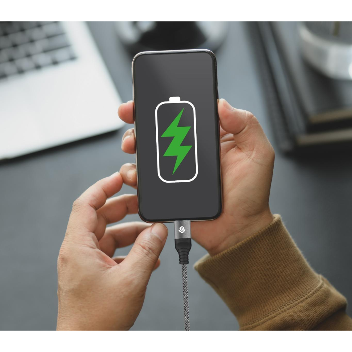 WYEFLOW Aluminum Alloy Braided USB-A to 8-Pin Charging and Syncing Cable 1m
