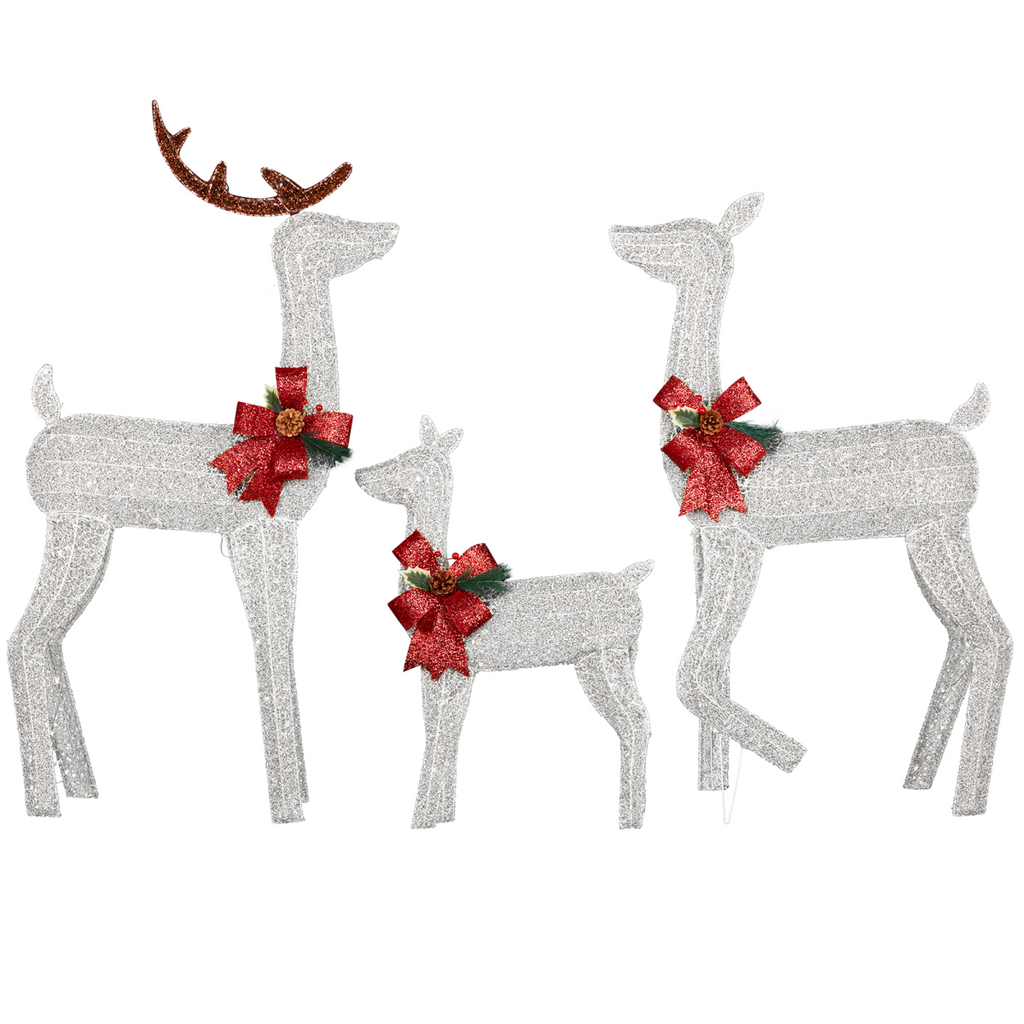 3-Piece Lighted Christmas Reindeer Family Set Outdoor Decorations