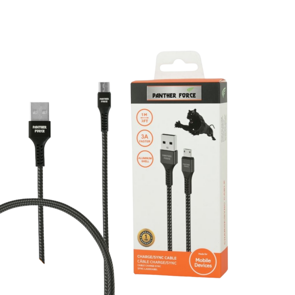 Panther Force 3A 1M Cable for Micro - Fast Charging and Data Transfer