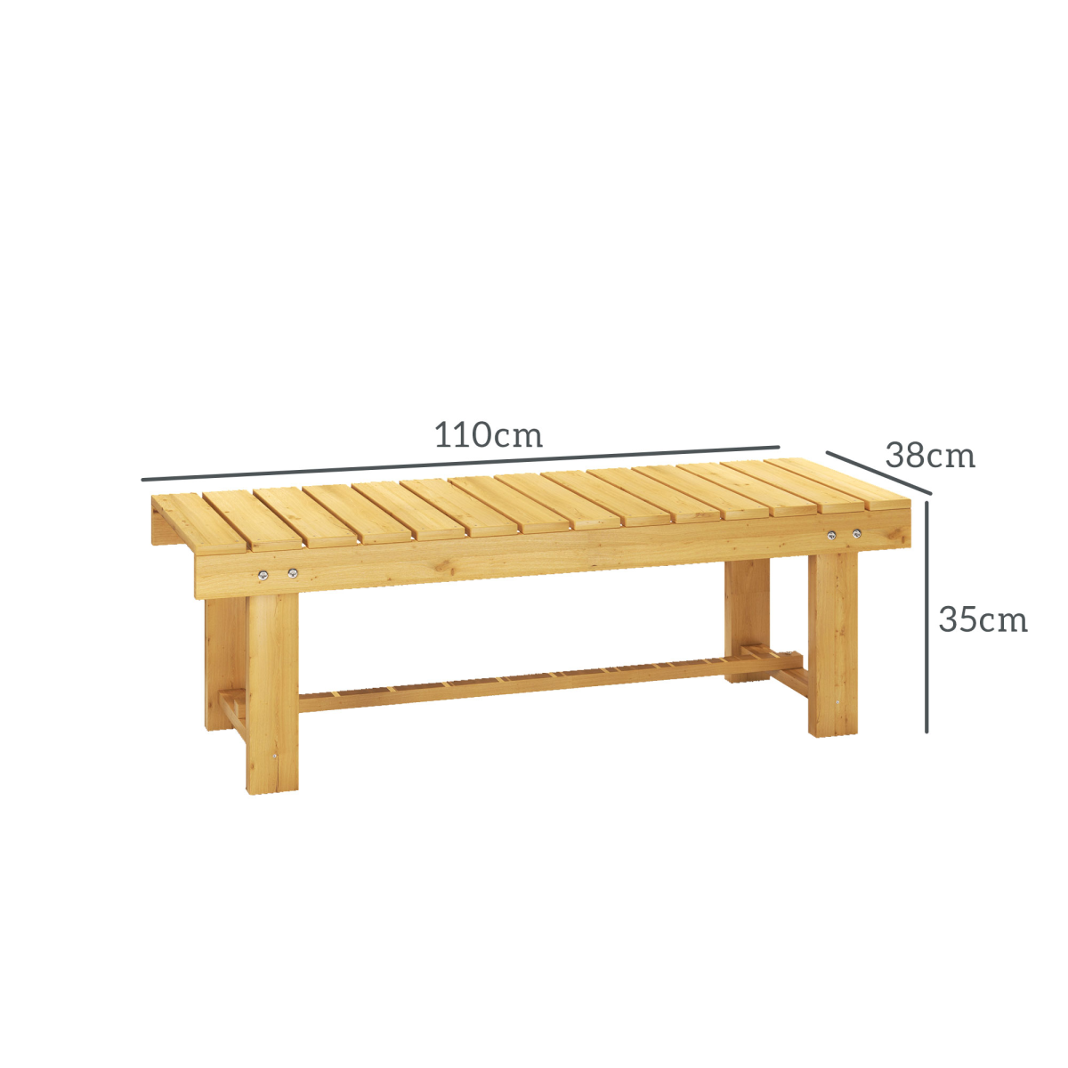 Outsunny 2-Seater Outdoor Garden Fir Wood Patio Bench