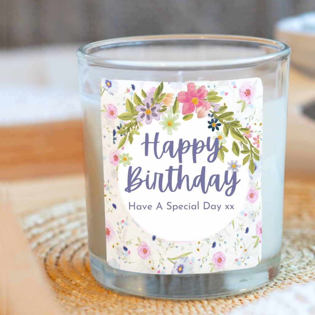Pretty Flowers Happy Birthday Candle Gift Set