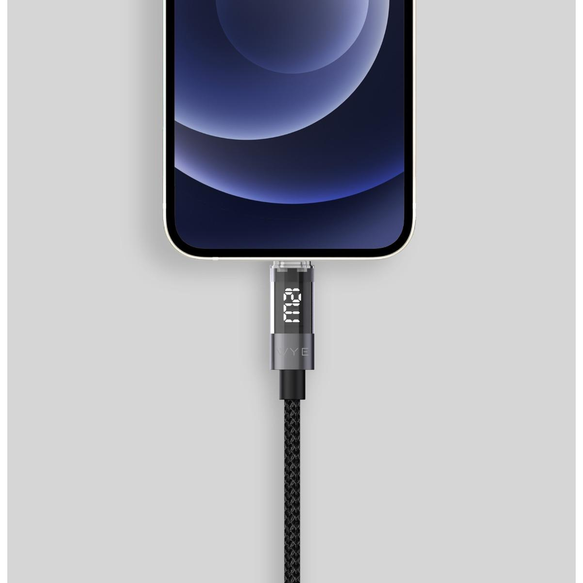 Wyeflow USB-A to 8-Pin Charging & Data Cable With LED Display 1m