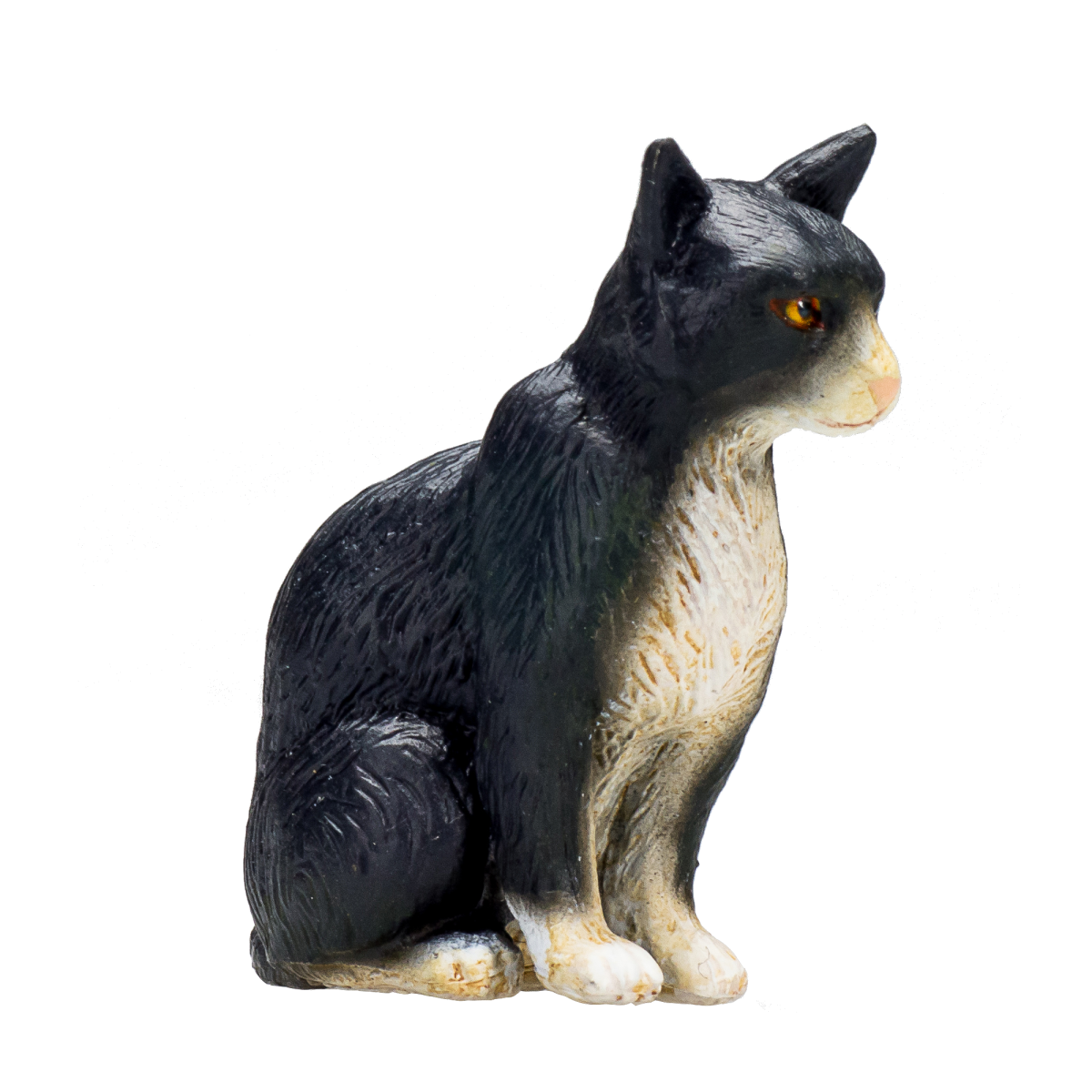 Cat Sitting Black and White Toy  Realistic Pet Figurine