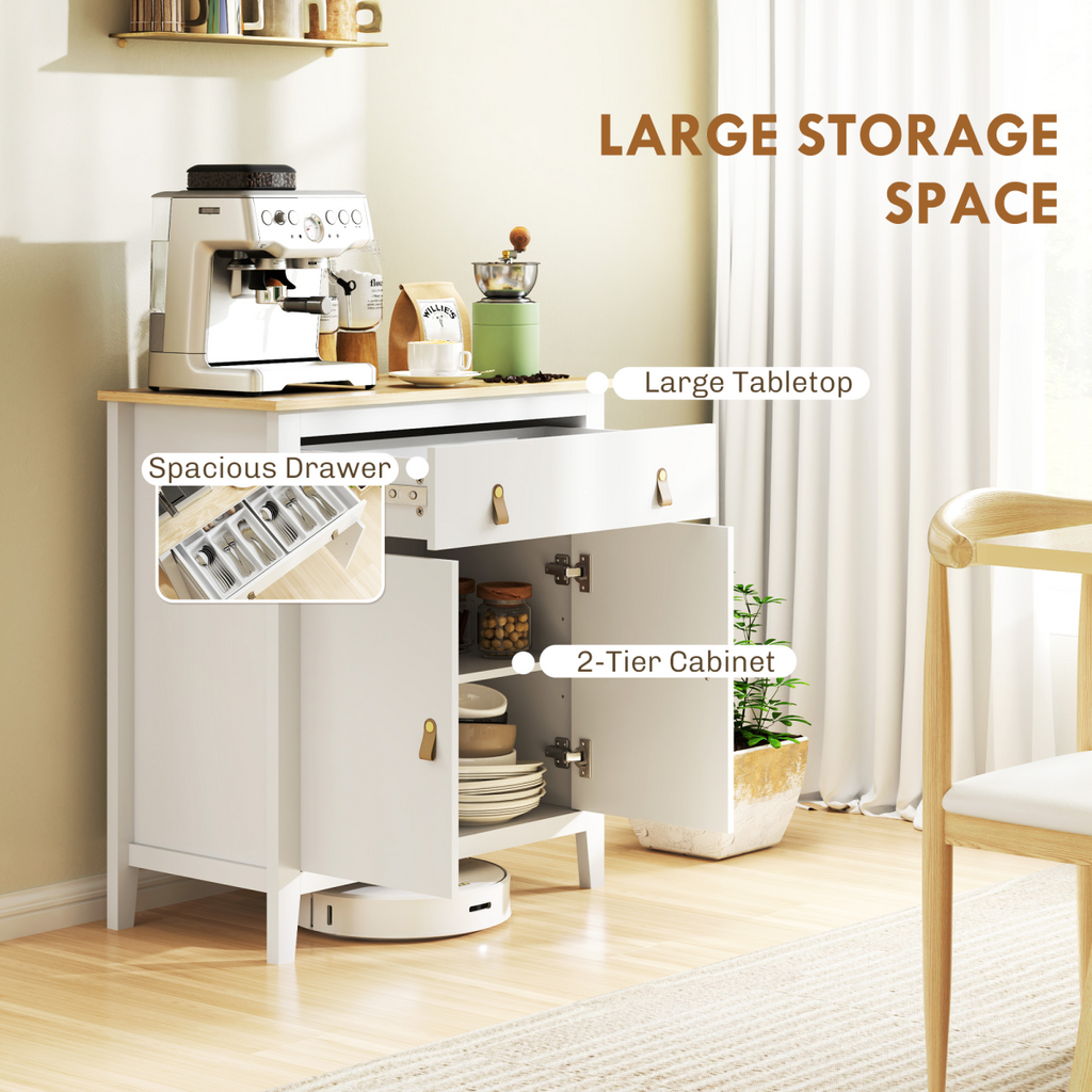 HOMCOM Sideboard with Drawer, Adjustable Shelf for Living Room, White