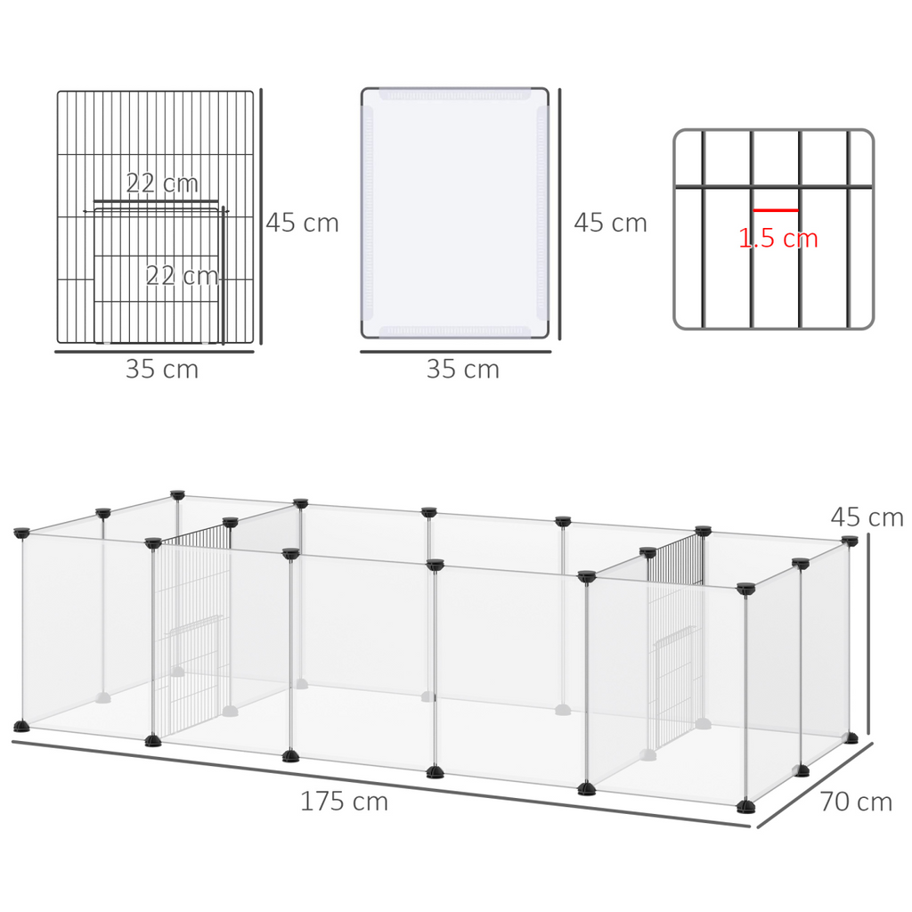 Pet Playpen, 18 Panels DIY Small Animal Cage for Guinea Pigs Hedgehogs