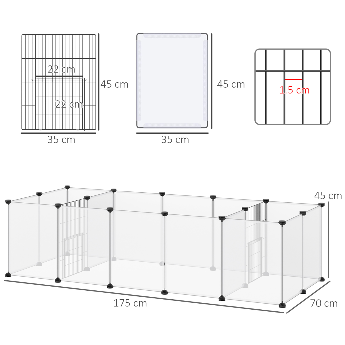 Pet Playpen, 18 Panels DIY Small Animal Cage for Guinea Pigs Hedgehogs