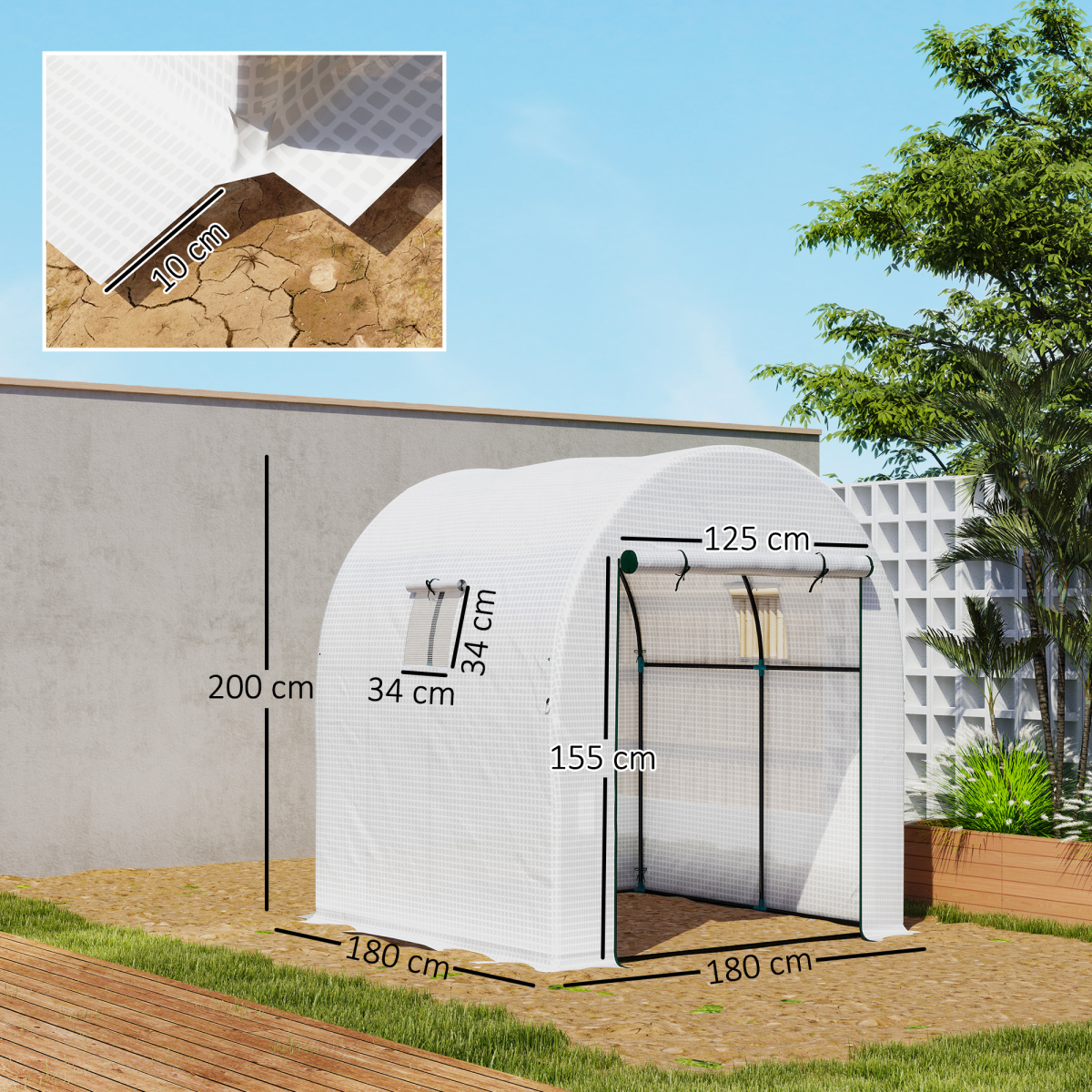 Polycarbonate Greenhouse, Walk-in Green House with Adjustable Roof Vent