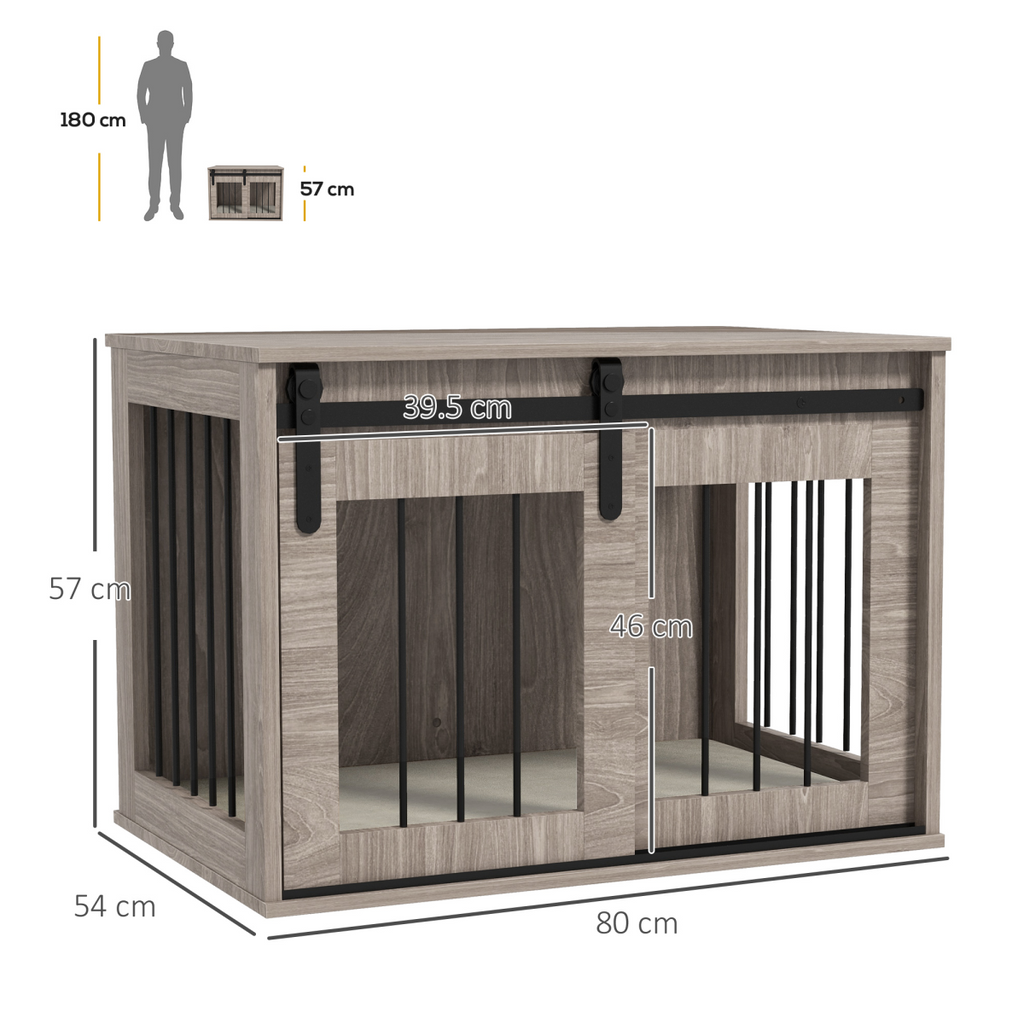 PawHut Dog Crate Furniture with Removable Cushion, for Medium Dogs - Brown