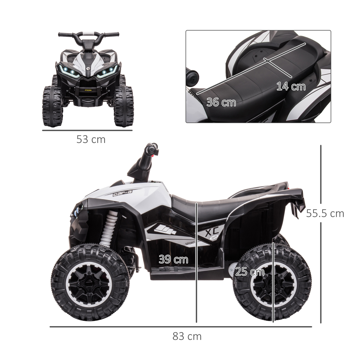 HOMCOM 12V Electric Quad Bikes for Kids Ride On Car ATV Toy for 3-5 Years
