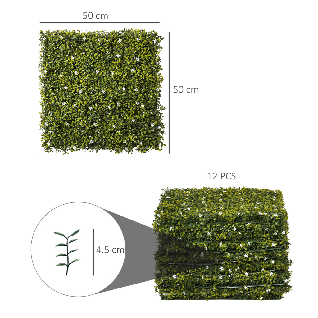 12PCS Artificial Boxwood Wall Panels 20" x 20" Grass Screen Milan Grass