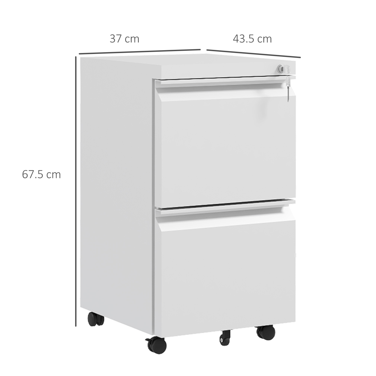 Vinsetto Steel File Cabinet with Lock Hanging Bar for Letter A4 Legal Size White