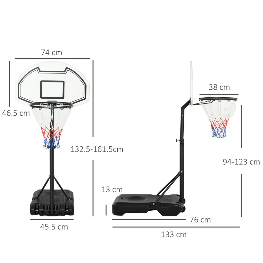 Basketball Stand and  94-123cm Height Adjustable Hoo For Pool Side HOMCOM