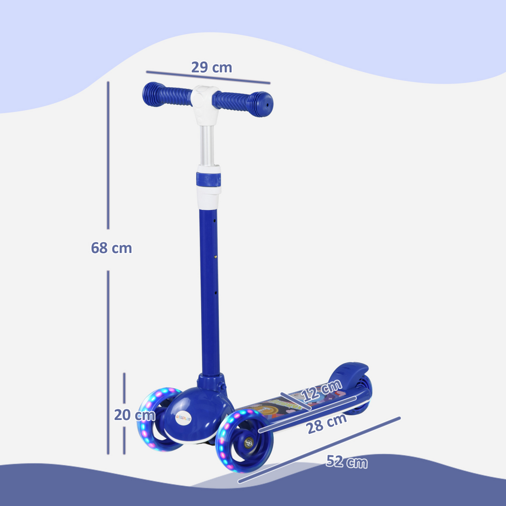 AIYAPLAY Kids 3 Wheel Scooter for 2-6 Years Old with Adjustable Height, Blue
