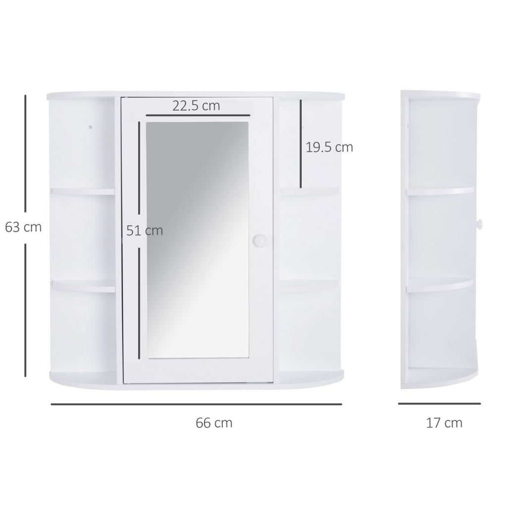 Wall Mounted Bathroom Cabinet w/ Mirror Single Door Storage Shelves HOMCOM