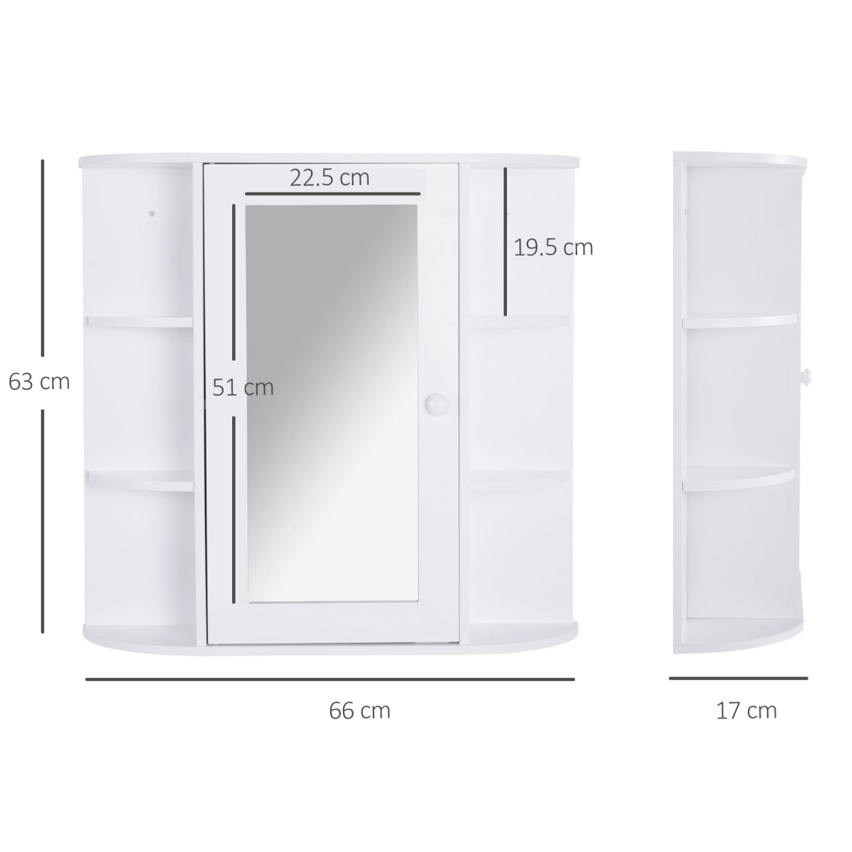 Wall Mounted Bathroom Cabinet w/ Mirror Single Door Storage Shelves HOMCOM