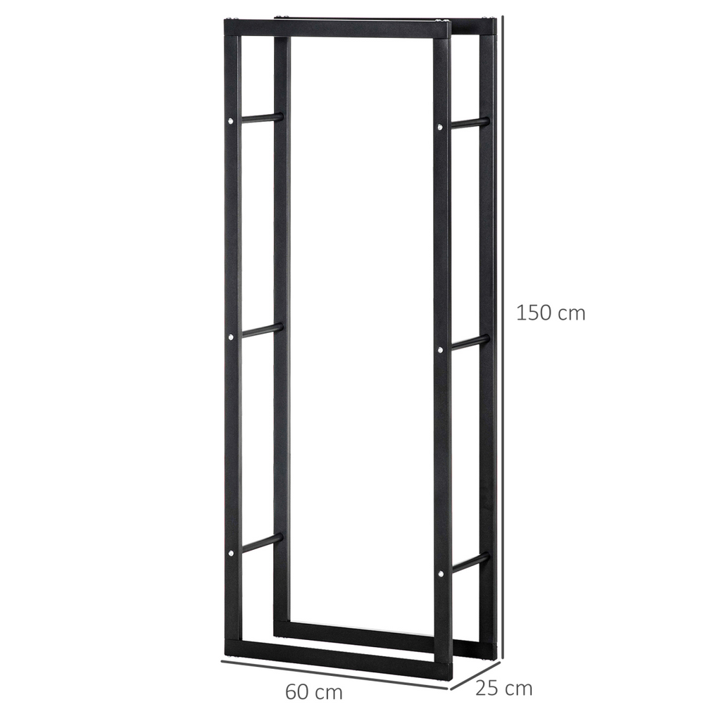 150cm Metal Firewood Log Holder Rack Elevated Design Balanced Base Side Rails
