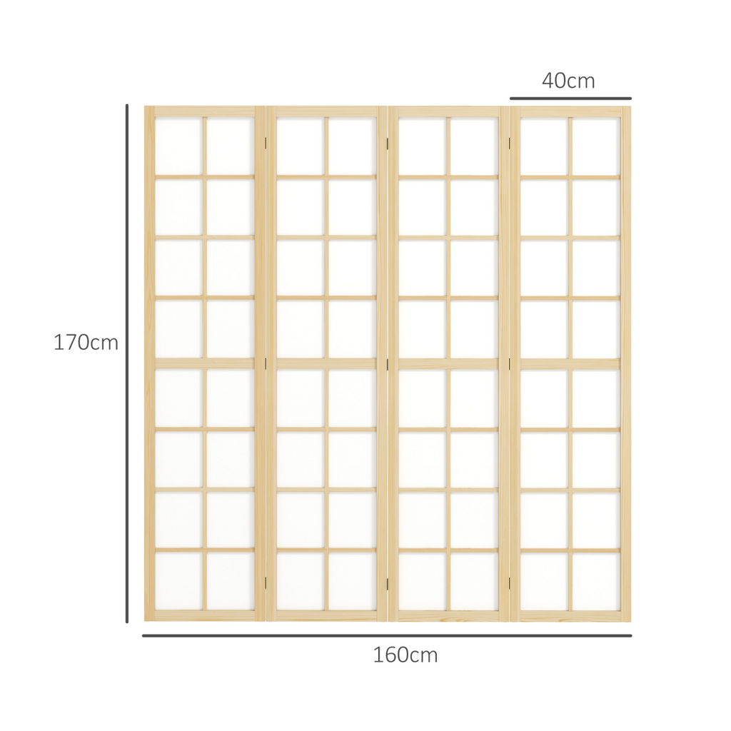 HOMCOM Indoor Room Partition, 4 Panel Folding Room Divider, 160 x 170cm