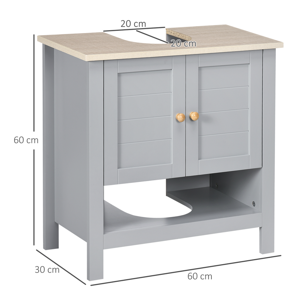 kleankin Bathroom Pedestal Under Sink Cabinet with Storage Shelf Double Door