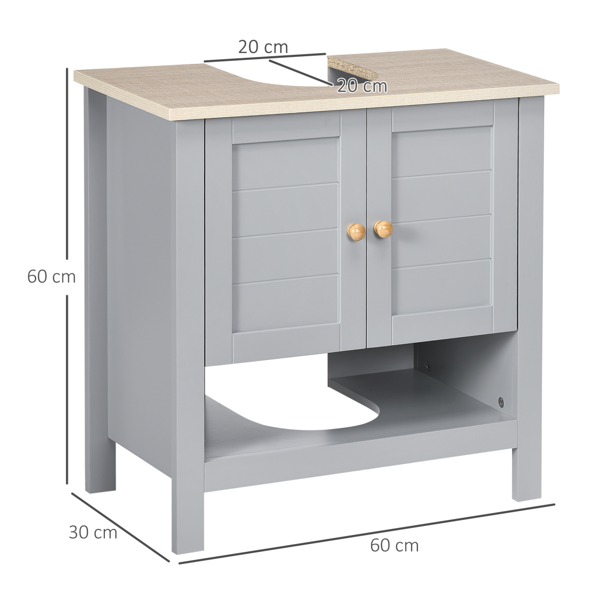 kleankin Bathroom Pedestal Under Sink Cabinet with Storage Shelf Double Door