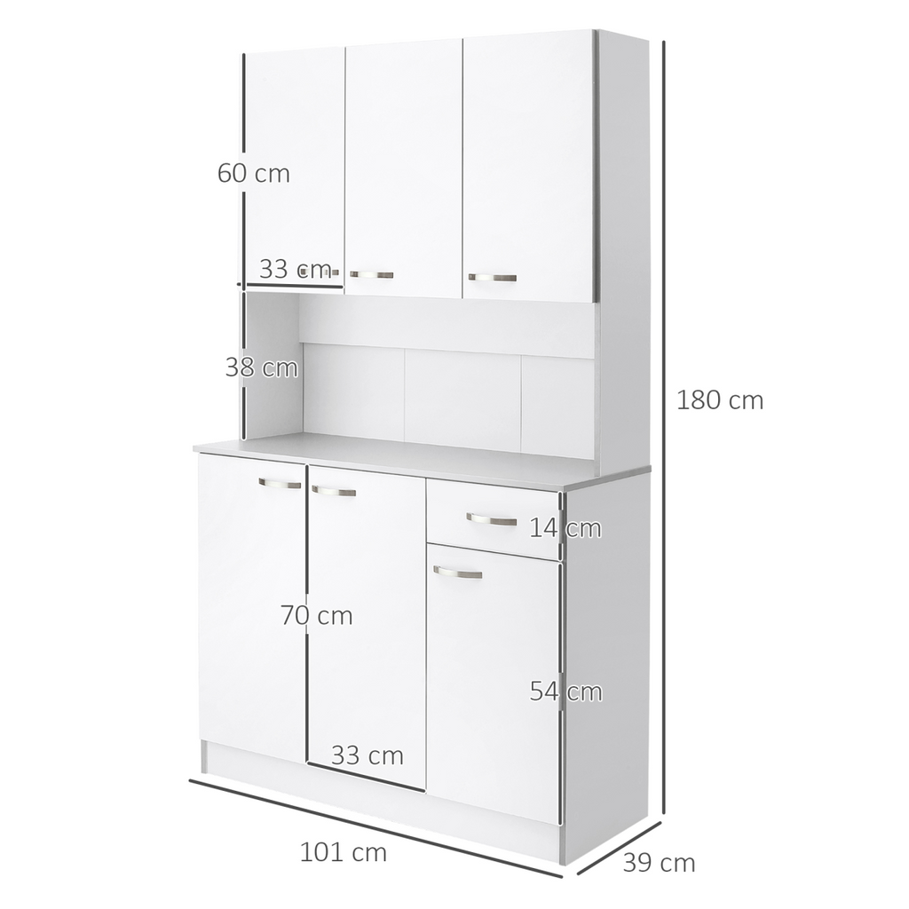 HOMCOM Freestanding Kitchen Cupboard, Storage Cabinet with Doors, Drawer