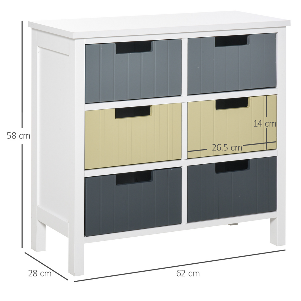 Simple Chest of 6 Drawers Storage Cabinet for Dining & Living Room
