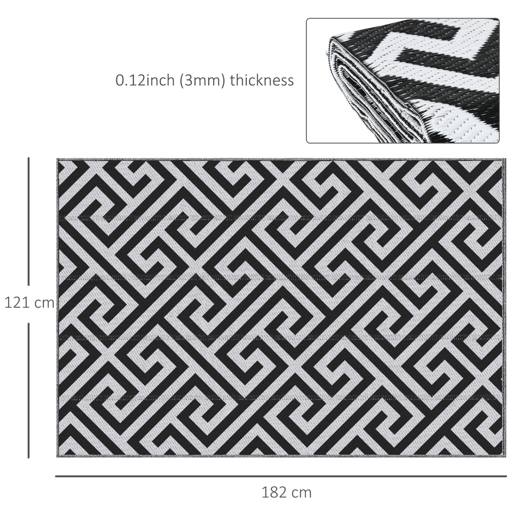 121x182cm Reversible Outdoor Rug Portable Plastic Straw RV  Outsunny
