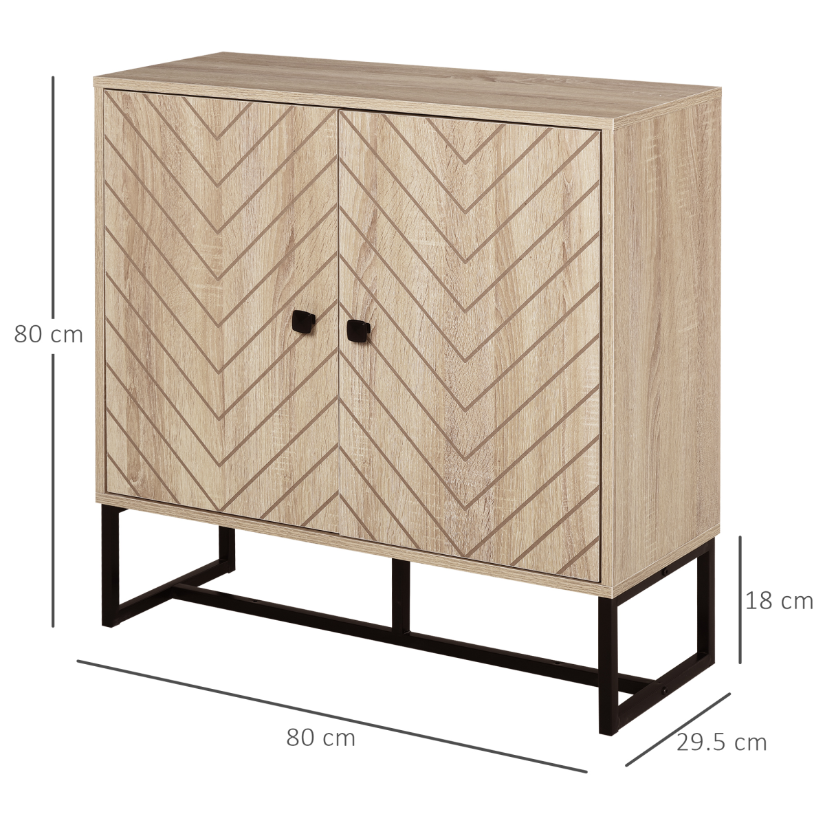 Embossed Arrow Storage Cabinet w/ Adjustable Shelf Metal Frame Handles Stylish